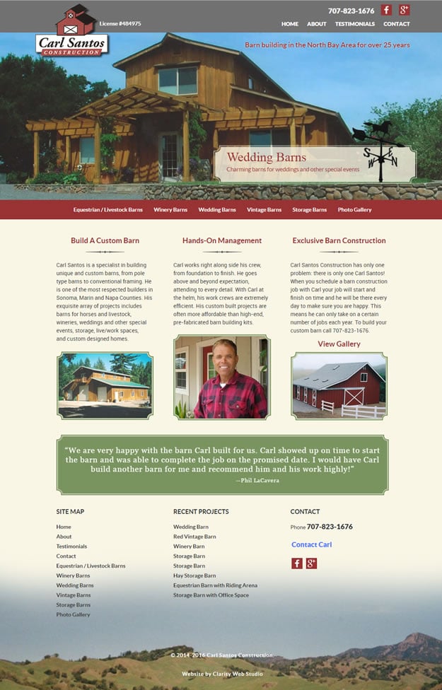 Barn construction web design