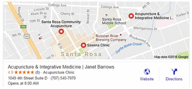 Janet Barrows Acupuncture local 3 pack Google map