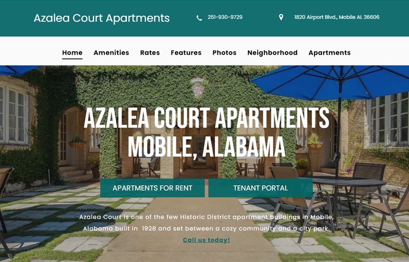 Apartment building web design Azalea Court Apartments