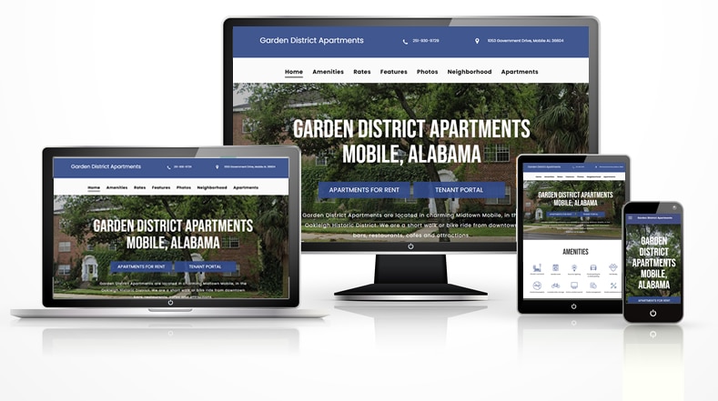 Apartments responsive web design Garden District Apartments