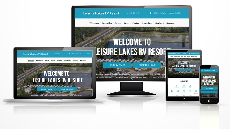 RV Park Leisure Lakes responsive web design