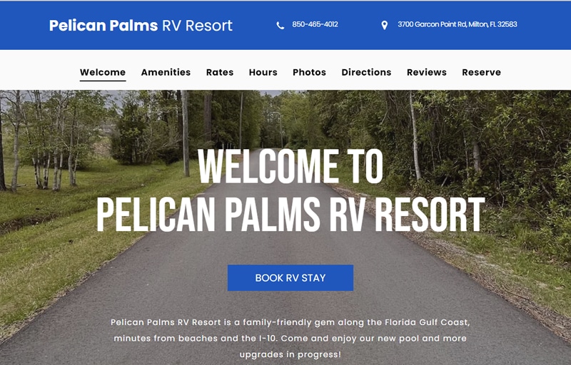 RV Park web design Pelican Palms RV Resort
